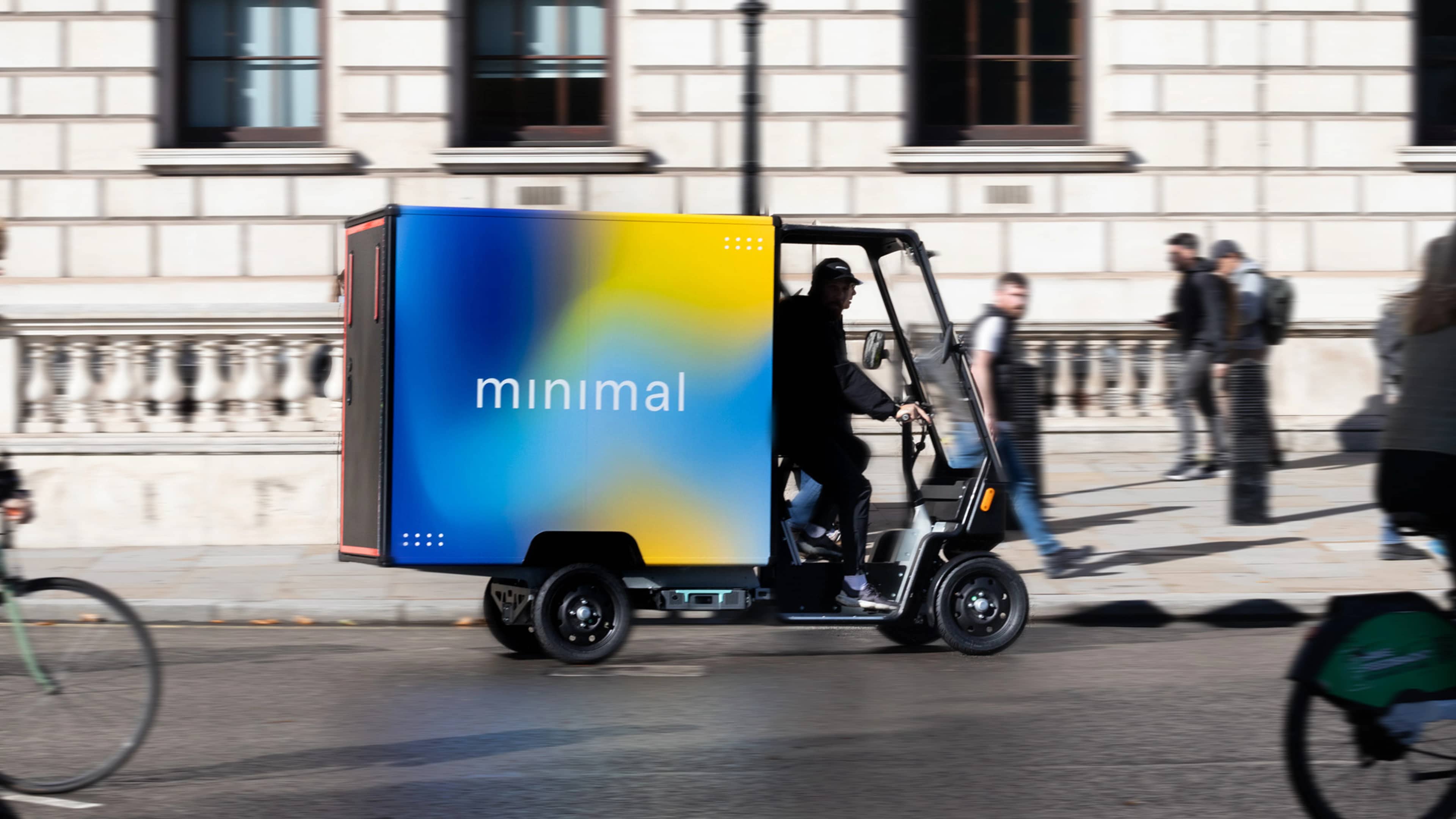 Minimal cargo bike at city logistics event