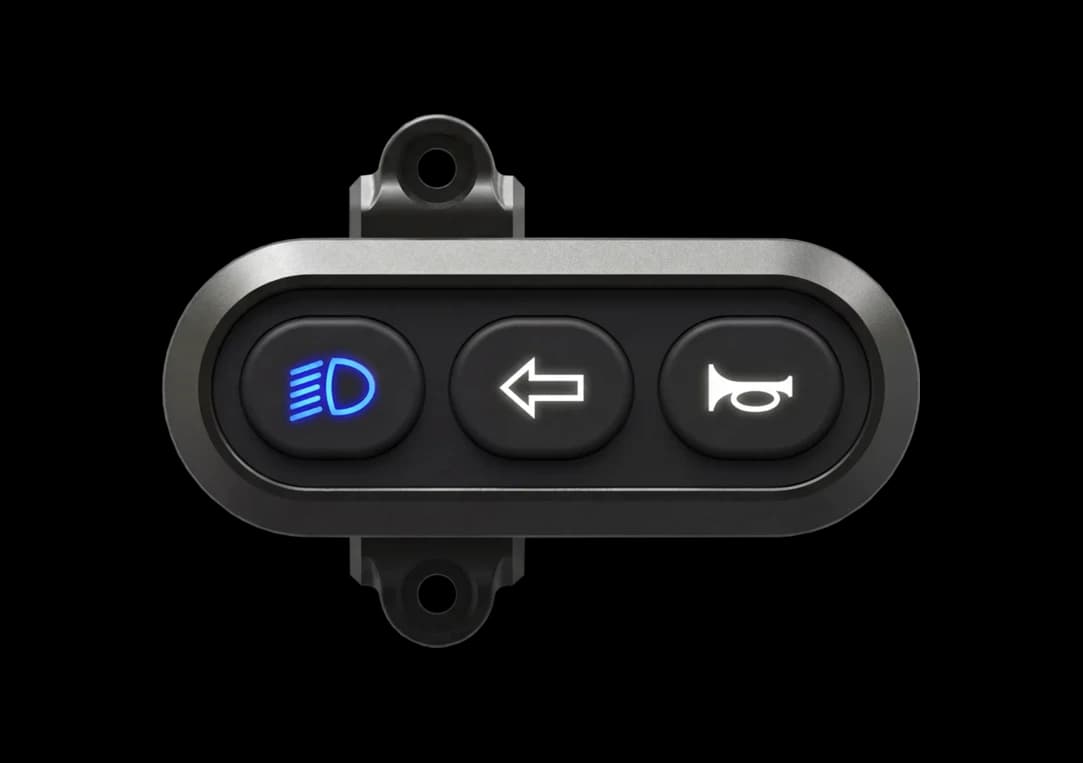 The Minimal switch pack, a three-button pod for lights, indicators and horn