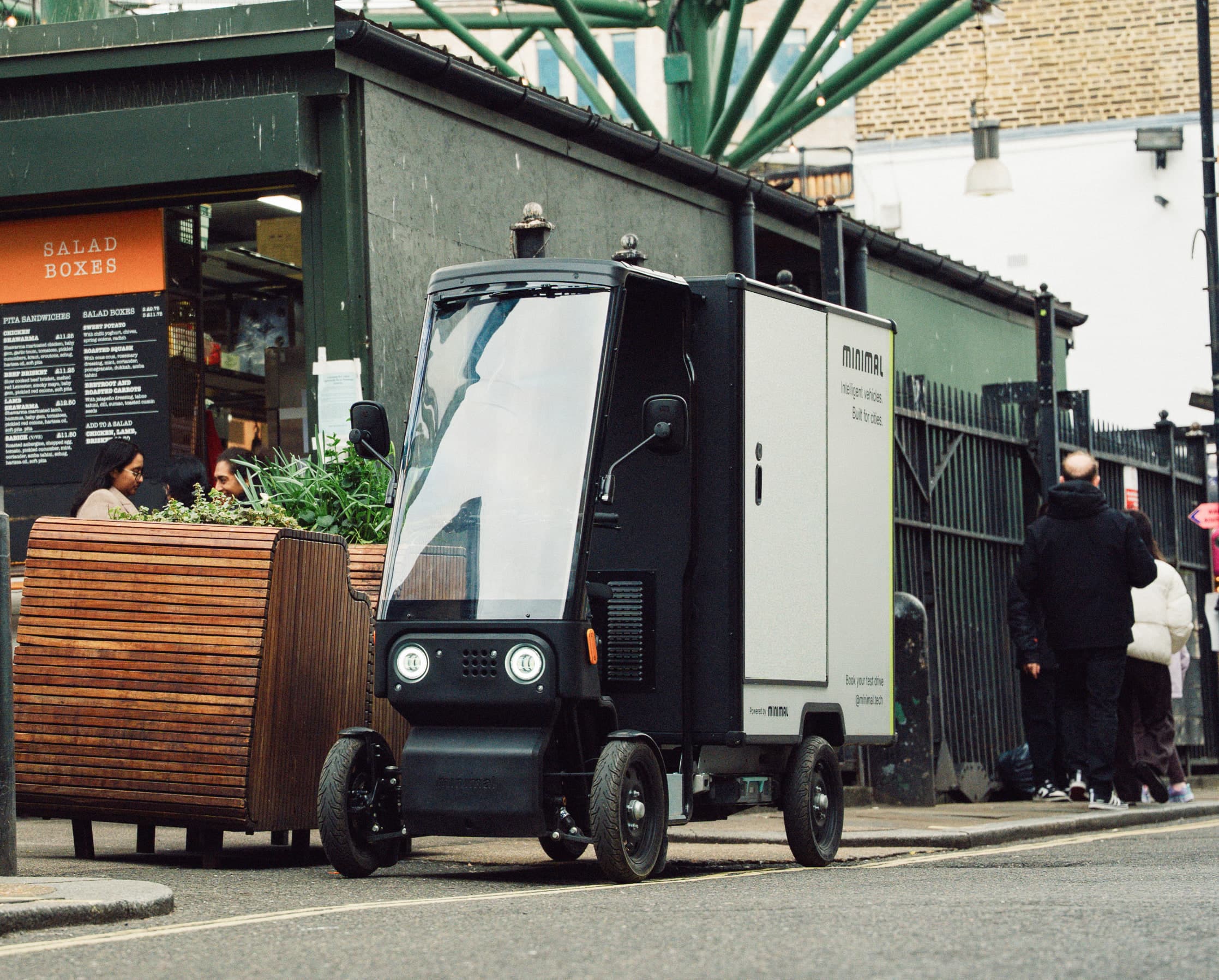 A Minimal Pedal 4 parked on a street beside Borough Market