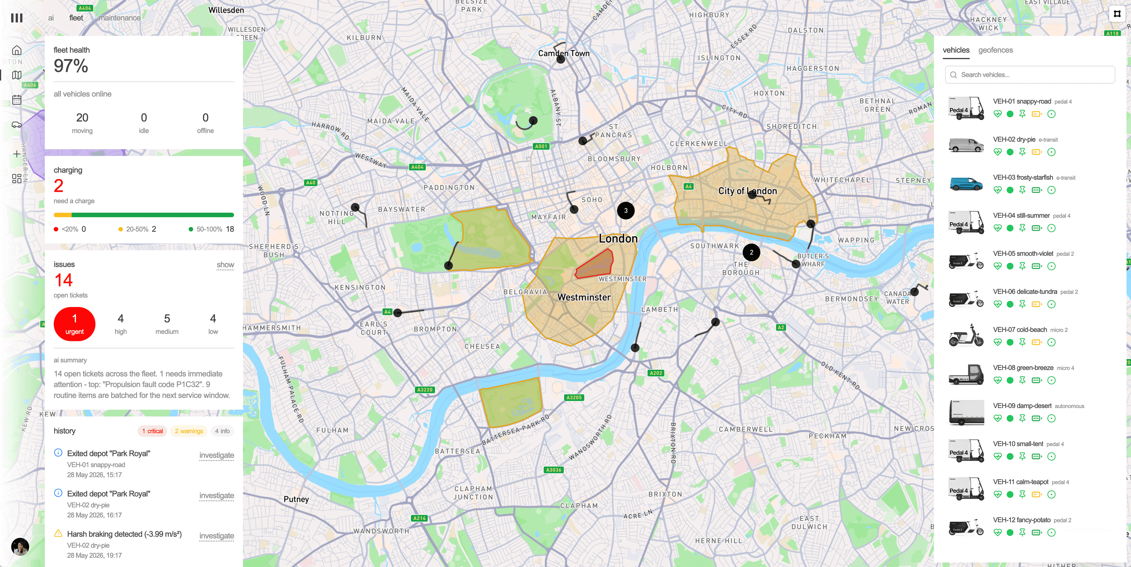Fleet OS map visualization